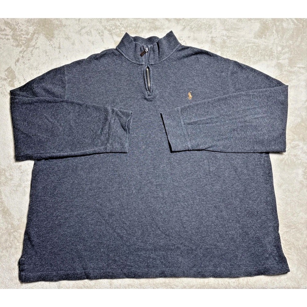 Polo Ralph Lauren Estate Rib Pullover Men's Size 2XL Gray 1/4 Zip Flesh Pony